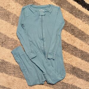 Primary Blue Long Sleeve Footed Pajamas